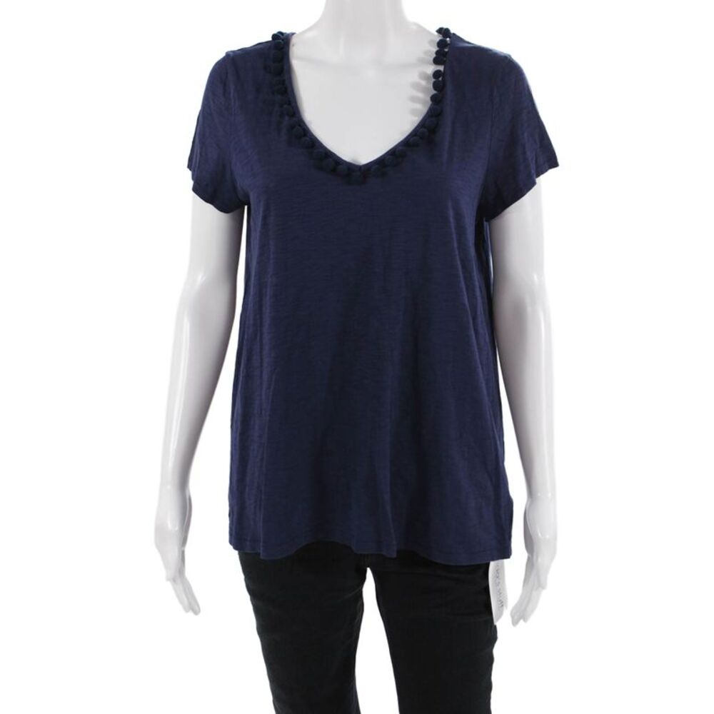 Lilly Pulitzer Women Dark Blue V-Neck Pima Cotton Short Sleeve T-Shirt Size M